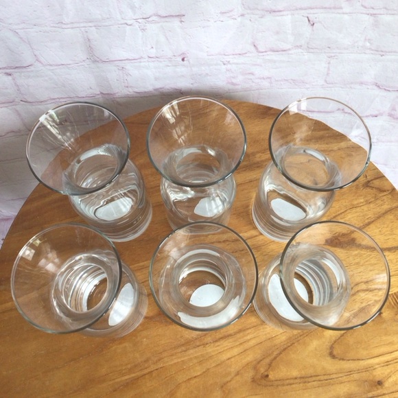 Timeless Clear Glass Hourglass Vases Juice Wine Carafes - Set of 6 - Picture 3 of 5